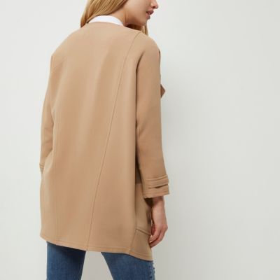 Beige wide lapel open jacket